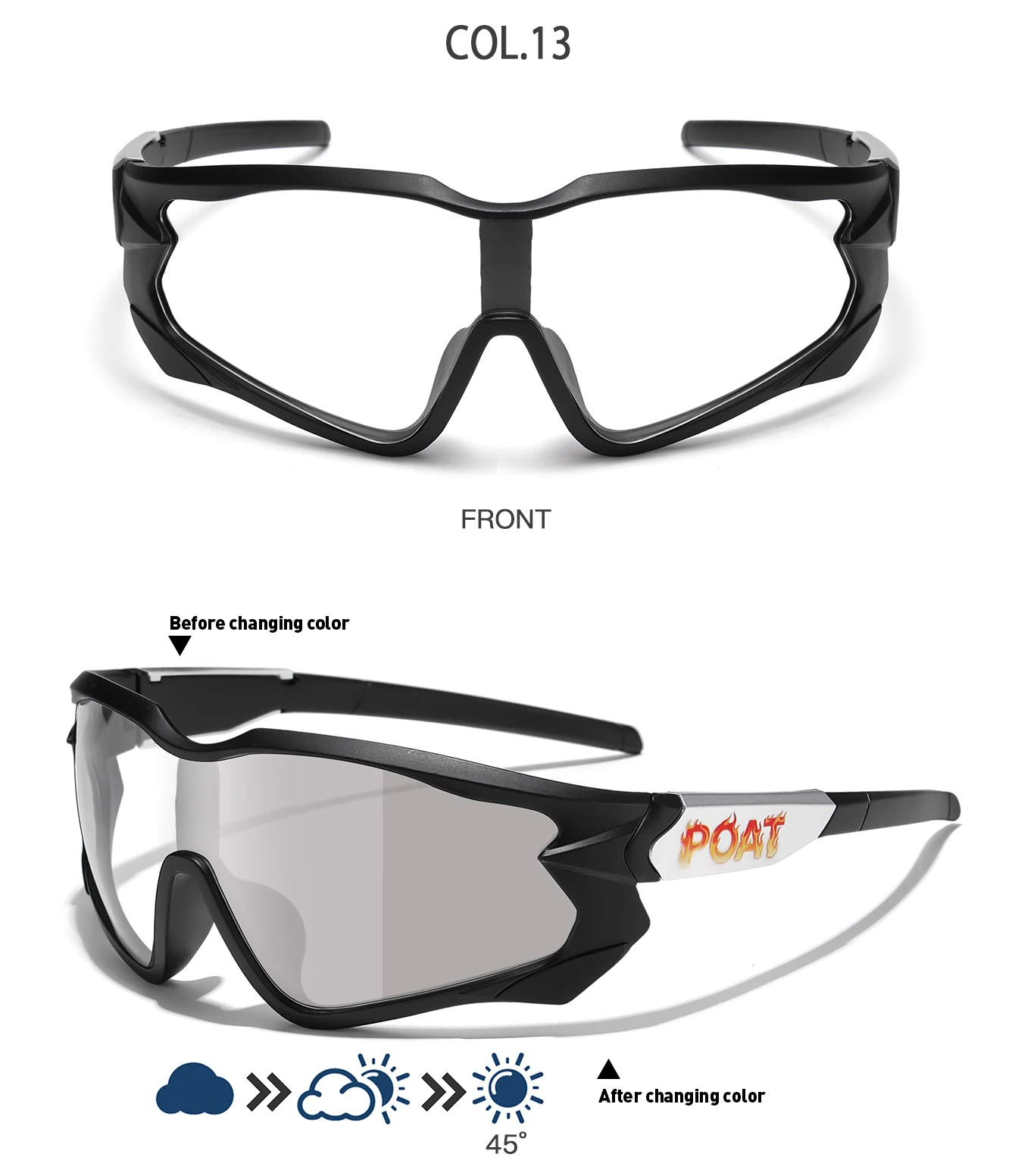 POAT Brand Men Women MTB Bike Bicycle Photochromic Eyewear Cycling Fishing Running Glasses New Style Sunglasses Sports
