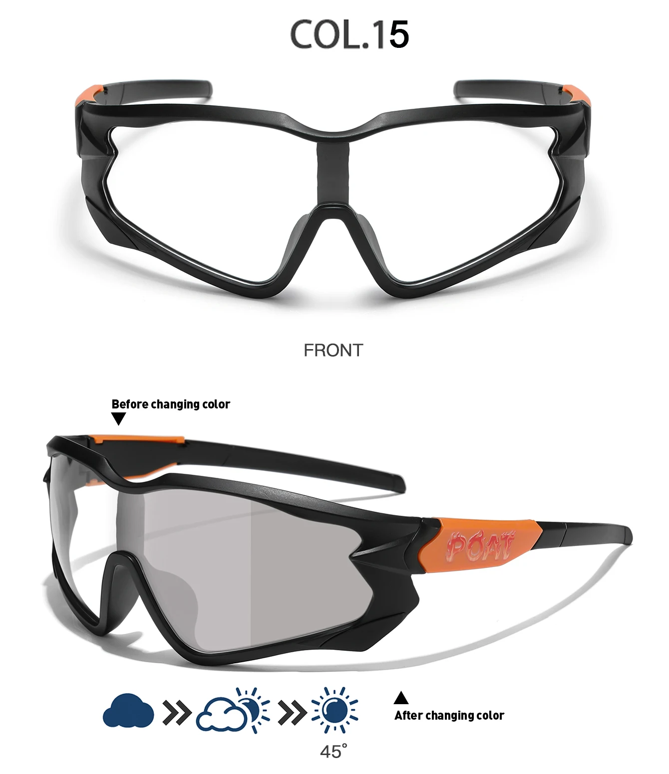 POAT Brand Men Women MTB Bike Bicycle Photochromic Eyewear Cycling Fishing Running Glasses New Style Sunglasses Sports