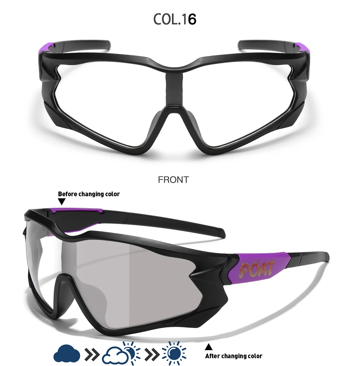 POAT Brand Men Women MTB Bike Bicycle Photochromic Eyewear Cycling Fishing Running Glasses New Style Sunglasses Sports