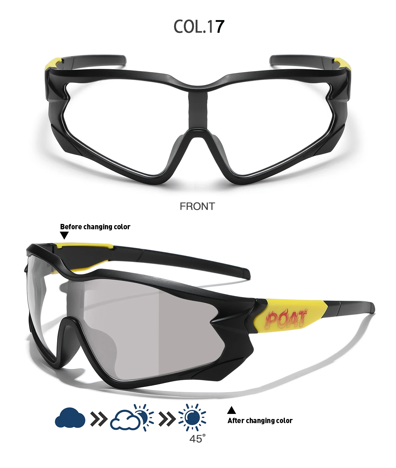 POAT Brand Men Women MTB Bike Bicycle Photochromic Eyewear Cycling Fishing Running Glasses New Style Sunglasses Sports
