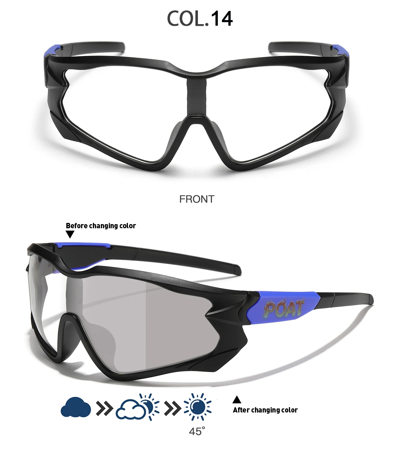 POAT Brand Men Women MTB Bike Bicycle Photochromic Eyewear Cycling Fishing Running Glasses New Style Sunglasses Sports
