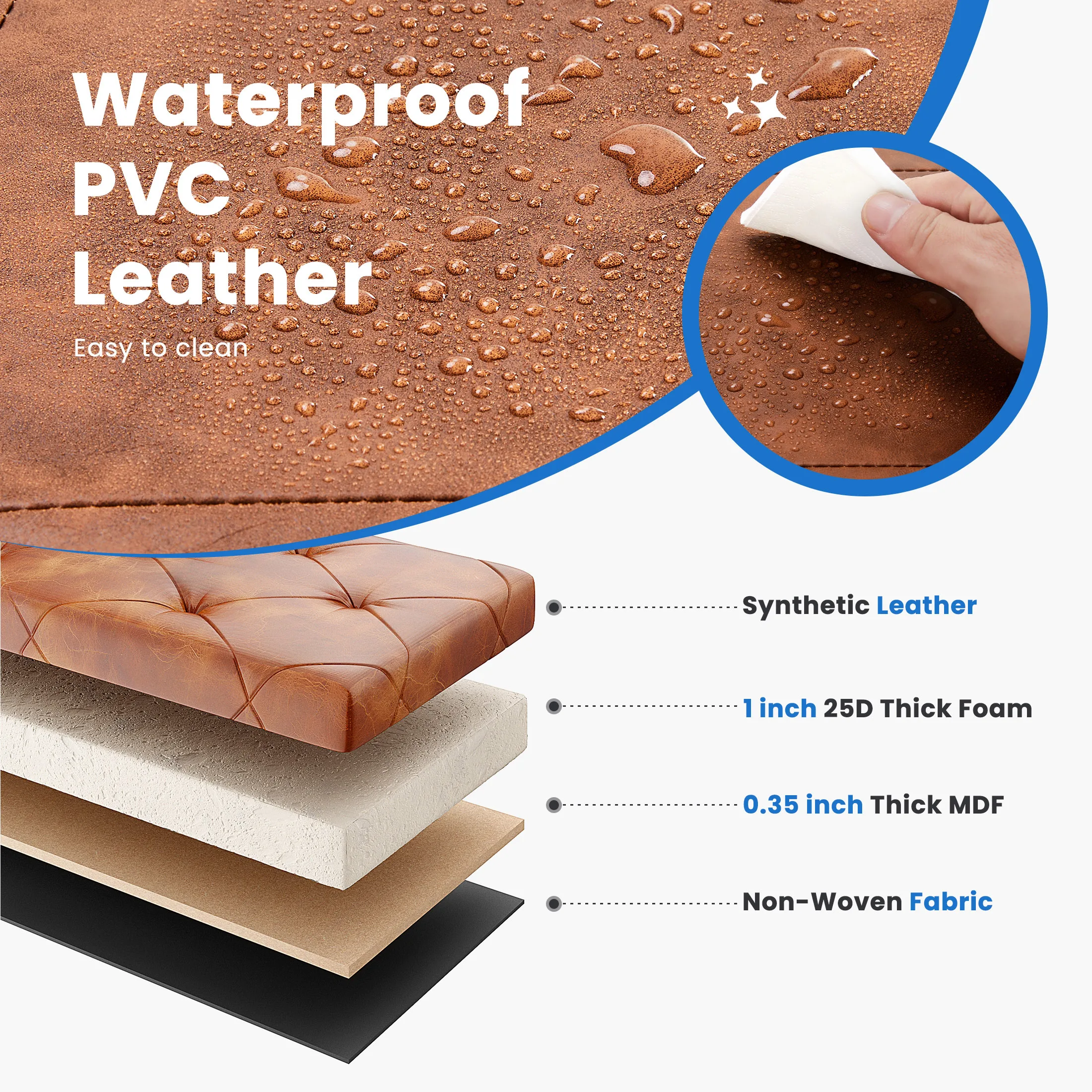 MCQ 43 Inch Faux Leather Foldable Ottoman Foot Rest Stool with Storage Folding End of Bed Storage Bench Storage Load 660 lbs for Living Room Bedroom Entryway