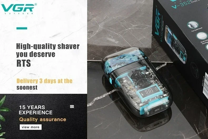 VGR Razor Rechargeable Shaver Professional Beard Trimmer Travel Hair Trimmers Reciprocating Shaving Machine for Men V-376