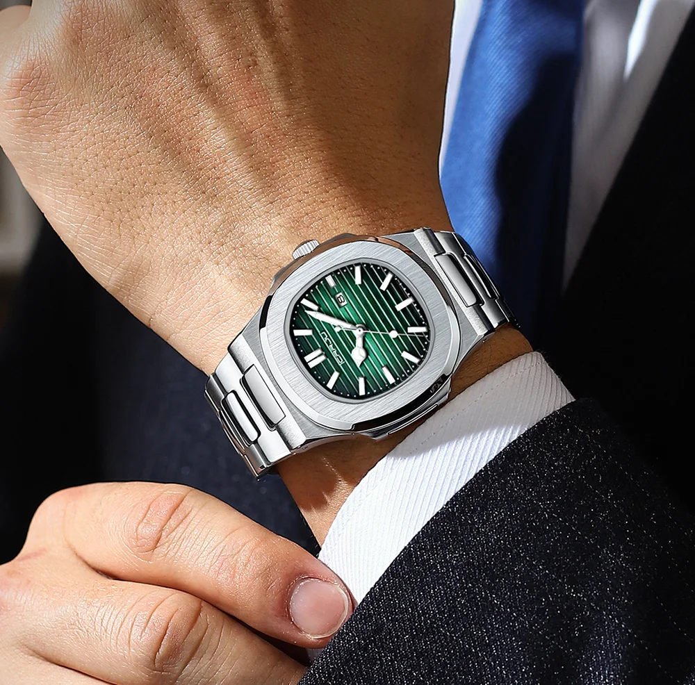CRRJU Top Luxury Brand Man Watch Sports Waterproof Luminous Date Men Wristwatch Square Dial Quartz Men's Watches High Quality