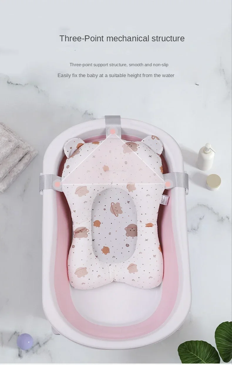 Baby Shower Bath Tub Pad Non-Slip Newborn Bathtub Mat Safety Nursing Foldable Support Comfort Body Cushion Mat Pillow Cartoon