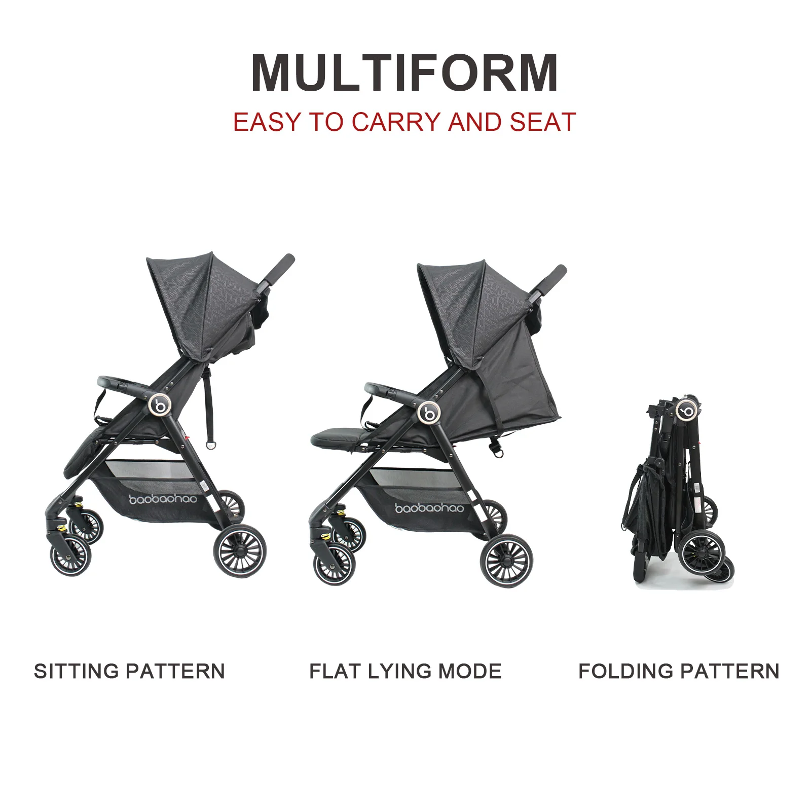 Baobaohao A2 Portable Baby Stroller Two-Stage Sunshade, Skin Friendly, Comfortable, Easy to Lift and Store