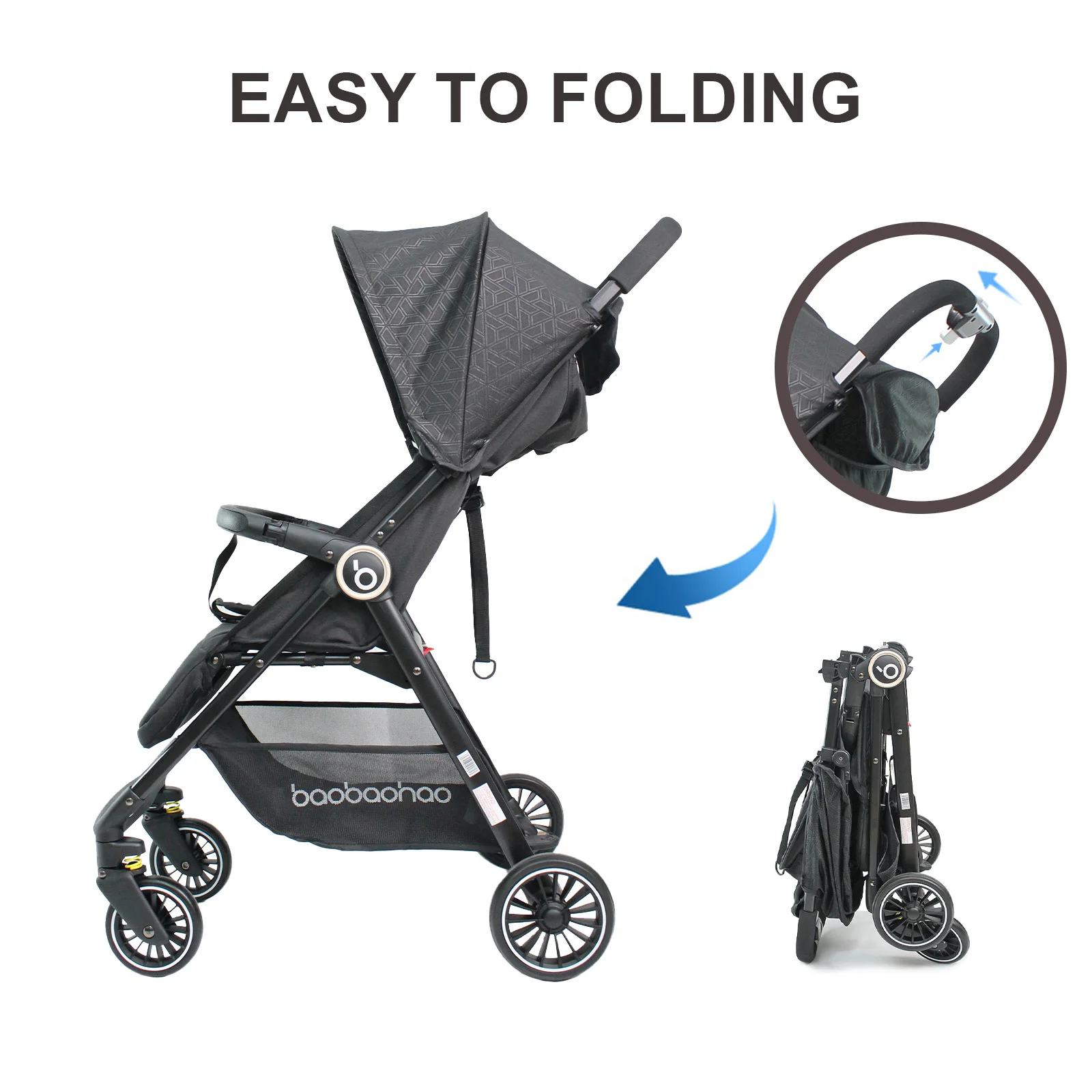 Baobaohao A2 Portable Baby Stroller Two-Stage Sunshade, Skin Friendly, Comfortable, Easy to Lift and Store