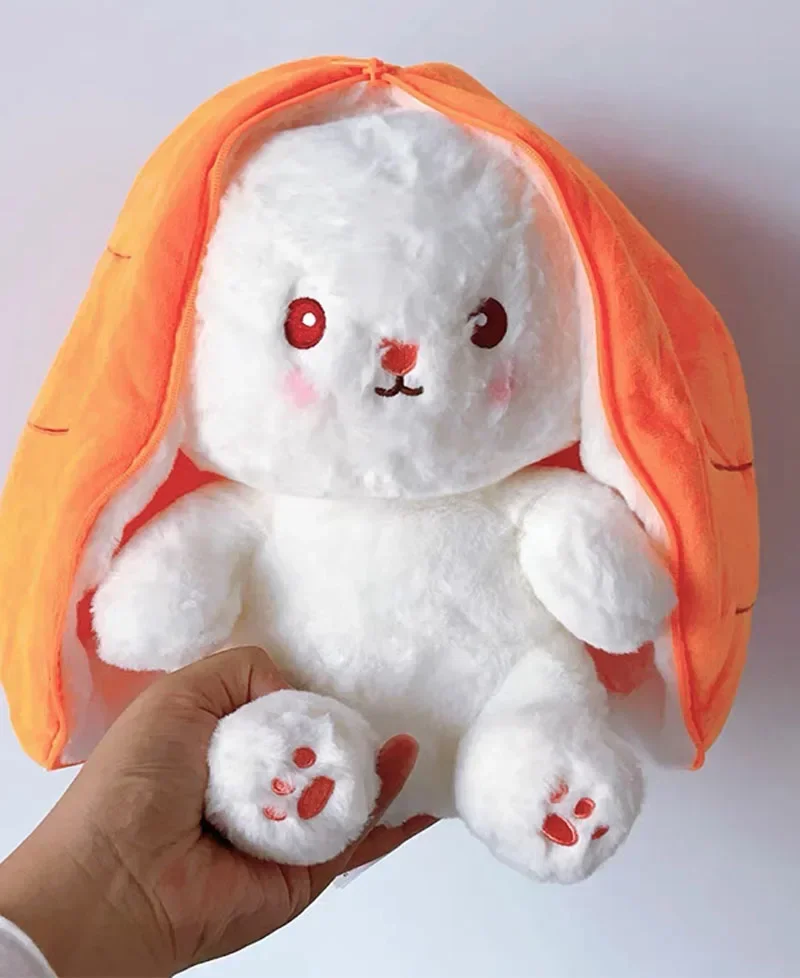25cm Cute Strawberry Carrot Rabbit Plush Toy Stuffed Creative Into Fruit Transform Baby Cuddly Bunny Doll for Kid Birthday Gift