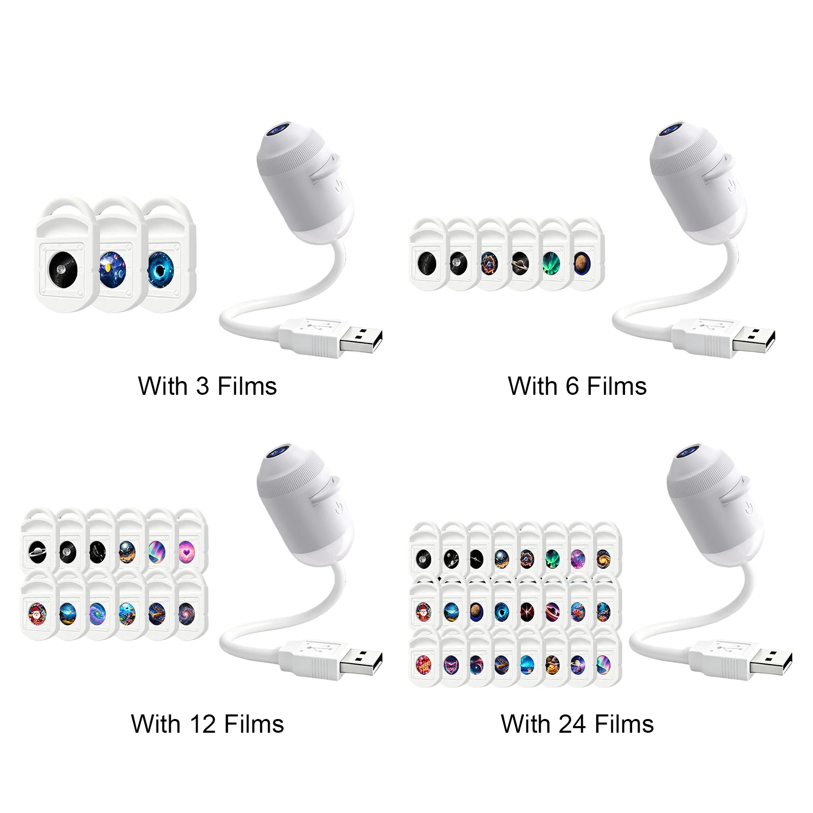 HD 2-in-1 Smart Dynamic 5D Holographic Night Light Projector 360 Rotating Galaxy Light Star Projectors USB Powered Plug and Play