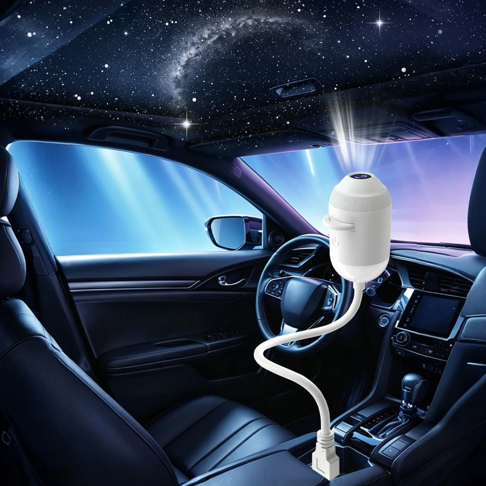 HD 2-in-1 Smart Dynamic 5D Holographic Night Light Projector 360 Rotating Galaxy Light Star Projectors USB Powered Plug and Play