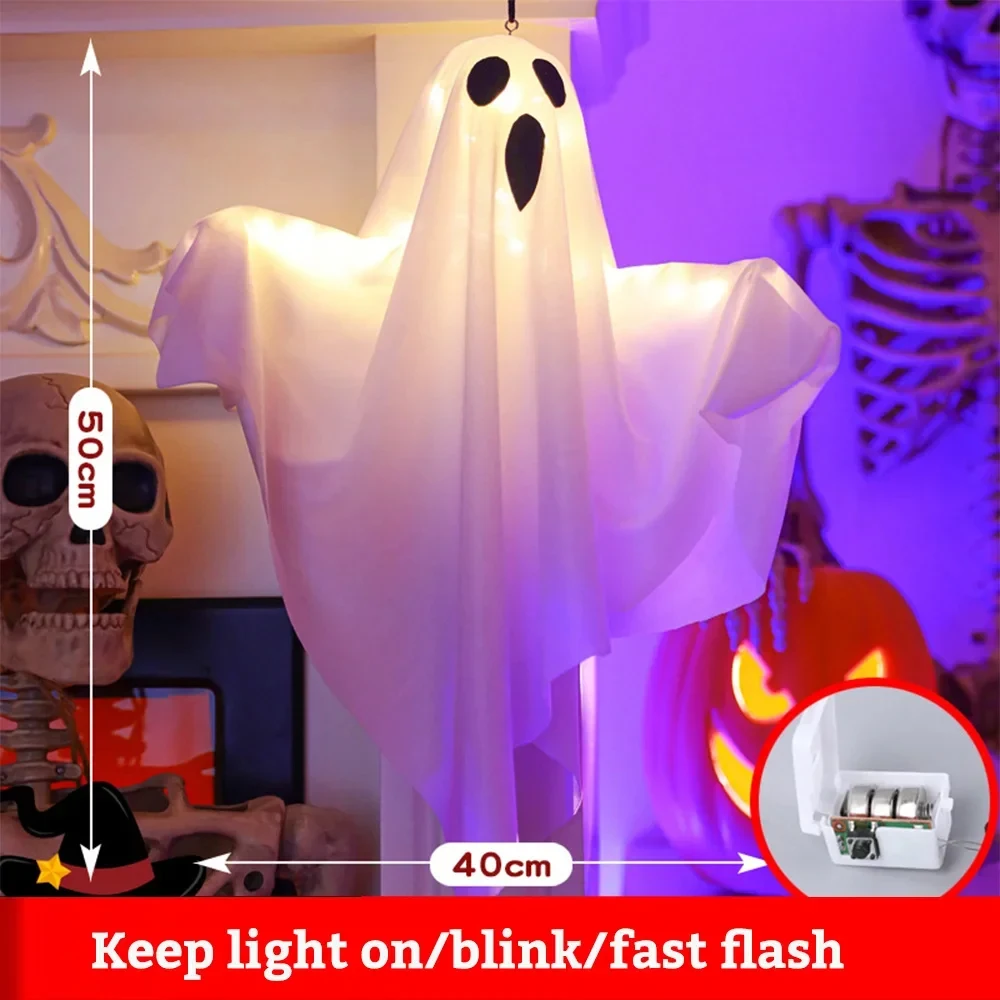 Halloween Hanging Ghost Decor, Light Up Flying Ghosts for Indoor Outdoor Garden Party, Scary Spooky Ornament Halloween Gifts