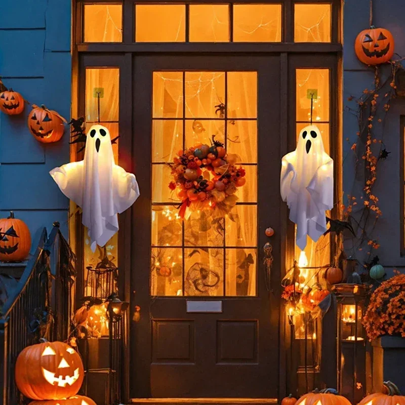 Halloween Hanging Ghost Decor, Light Up Flying Ghosts for Indoor Outdoor Garden Party, Scary Spooky Ornament Halloween Gifts