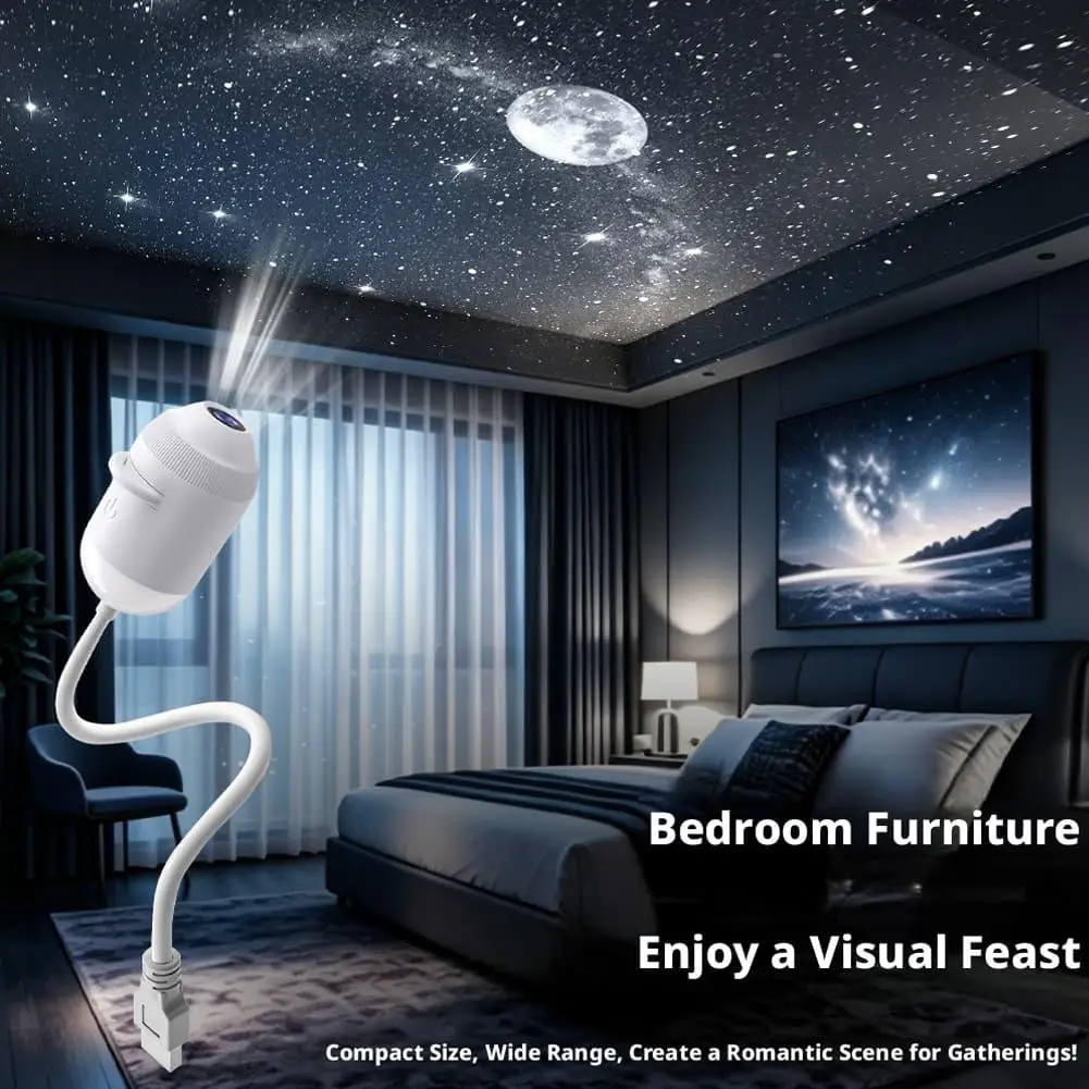 3in1 Intelligent Holographic Night Light Projector Plug Play HD Star Projector 360° Adjustable Galaxy Ocean Lamp Bedroom Ceiling