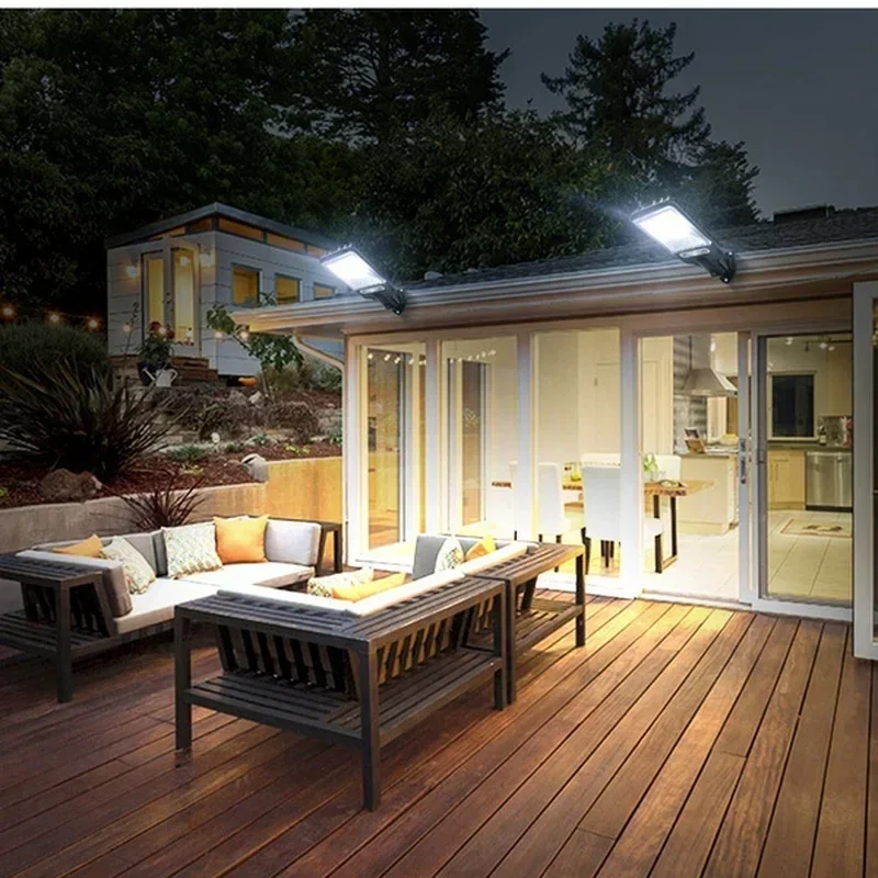 Powerful LED Solar Outdoor Led Courtyard Wall Lamp Rechargeable Human Body Induction Garden Terrace Garage Door Street Lighting