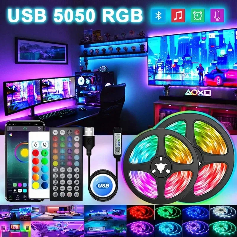 5V LED Strip Lights 1m-30m RGB Led Light Dimmable Color Change Flexible Strip Tape Luces Led Lamp for Room Decor TV Backlight