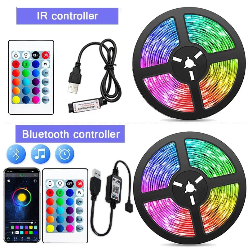 5V LED Strip Lights 1m-30m RGB Led Light Dimmable Color Change Flexible Strip Tape Luces Led Lamp for Room Decor TV Backlight