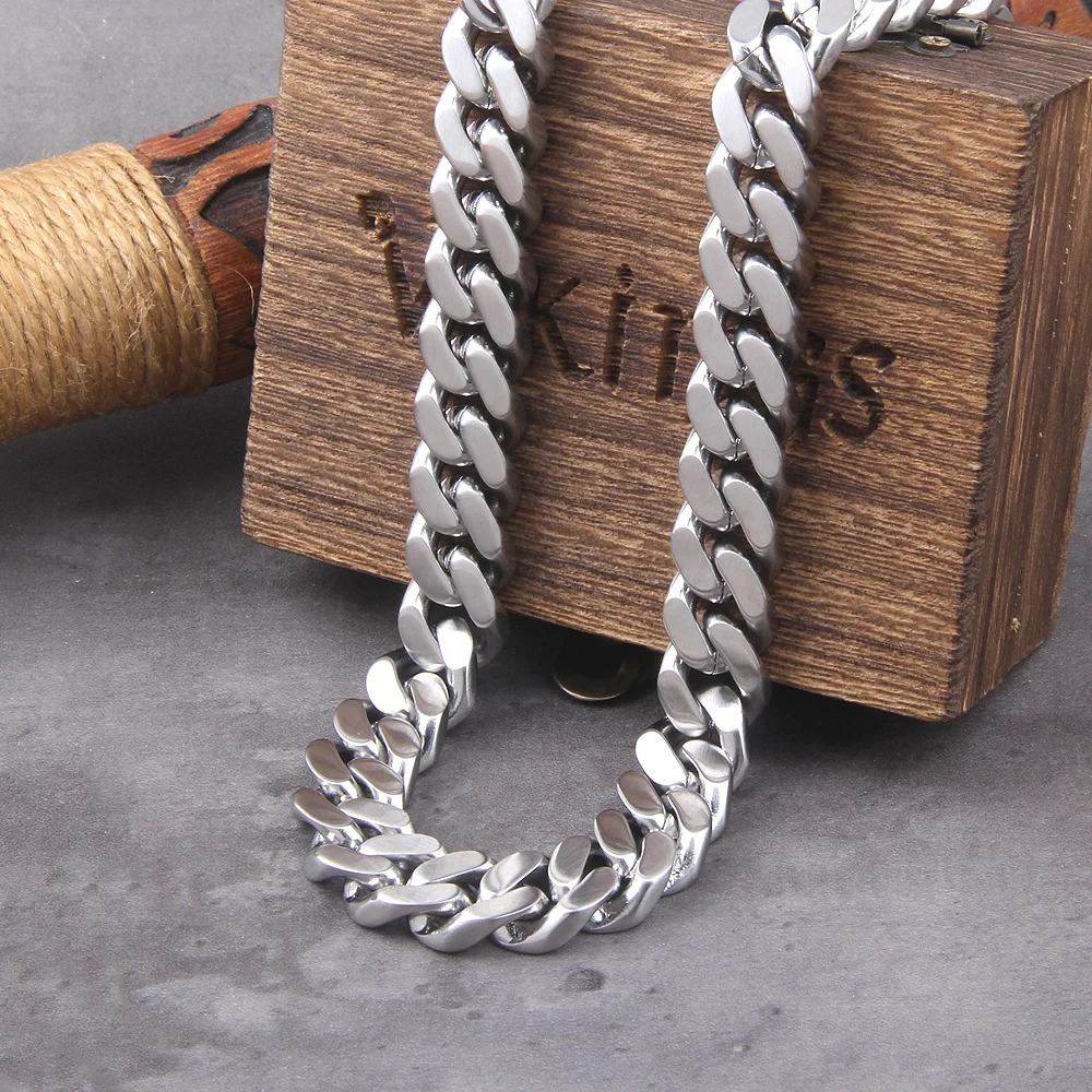 Viking cast cuban chain male thin stainless steel bracelet and necklace polished chain four sides cut boyfriend gift wholesale