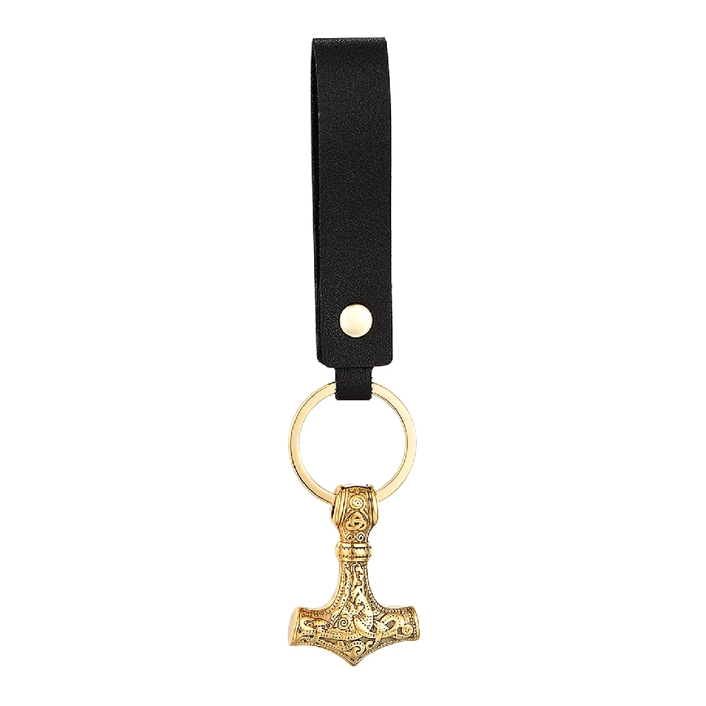 Retro Vikings Thors Hammer Survival Rope Keychain Men Stainless Steel Leather Keyring Handmade Amulet Norse Runes Anchor Jewelry