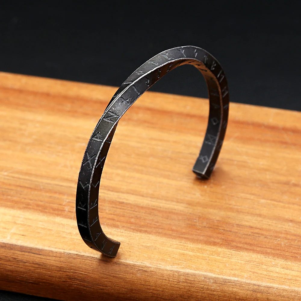 Fashion 316L Stainless Steel Mobius Opening Bracelet Viking Runes Bracelets for Men Women Nordic Pagan Amulet Talisman Jewelry