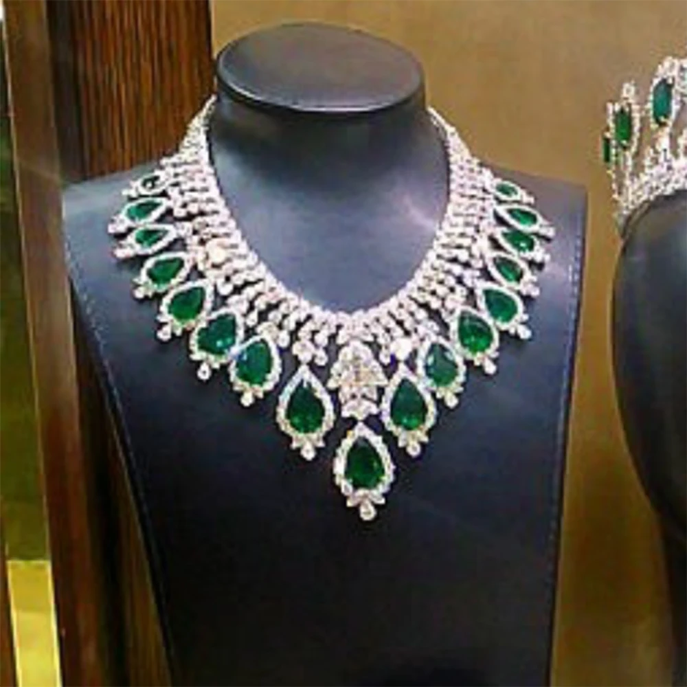GODKI Famous Brand Green CZ Luxury African Jewelry Sets For Women Wedding Party Zircon Crystal Dubai Bridal Jewelry Set Gift