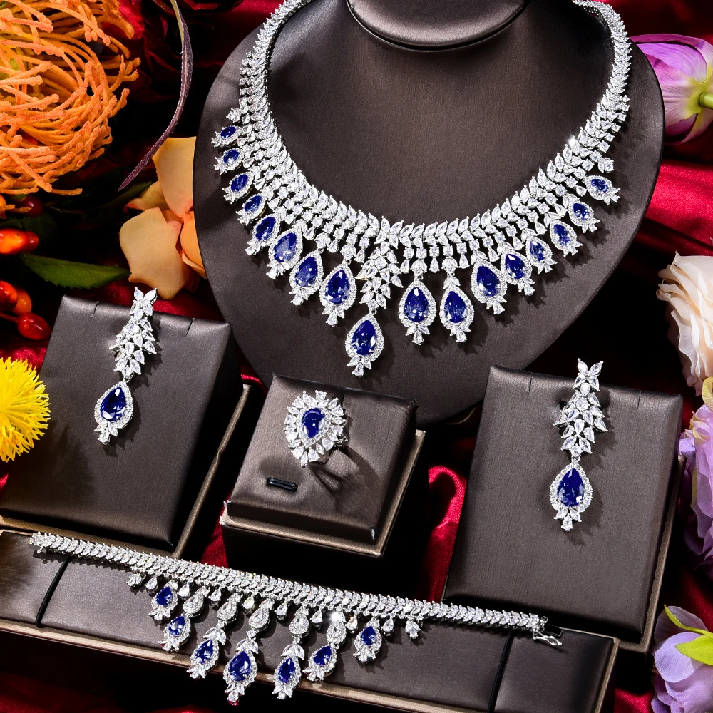 GODKI Famous Brand Green CZ Luxury African Jewelry Sets For Women Wedding Party Zircon Crystal Dubai Bridal Jewelry Set Gift