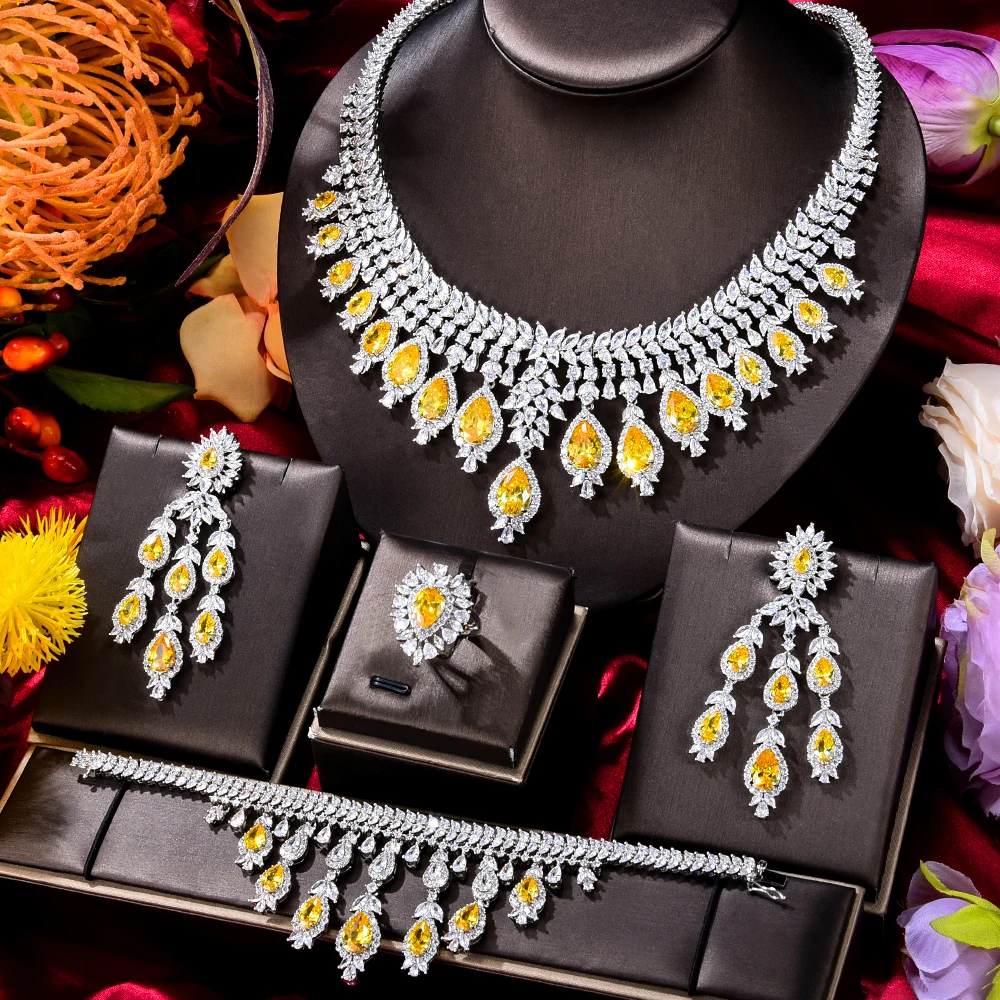 GODKI Famous Brand Green CZ Luxury African Jewelry Sets For Women Wedding Party Zircon Crystal Dubai Bridal Jewelry Set Gift