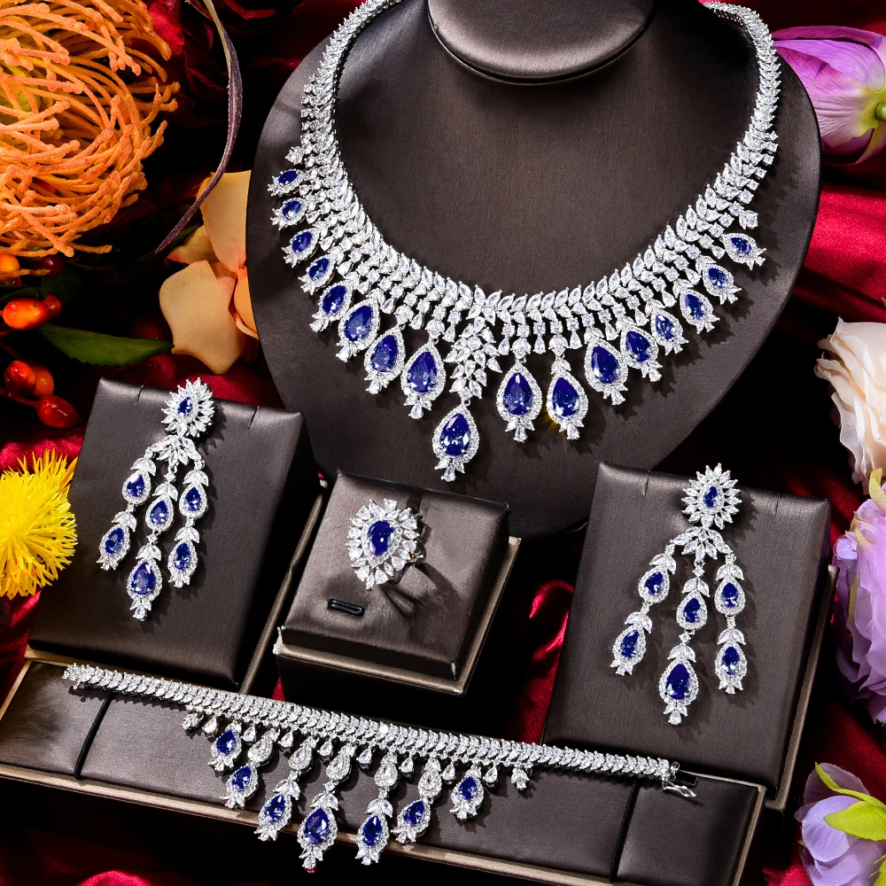 GODKI Famous Brand Green CZ Luxury African Jewelry Sets For Women Wedding Party Zircon Crystal Dubai Bridal Jewelry Set Gift