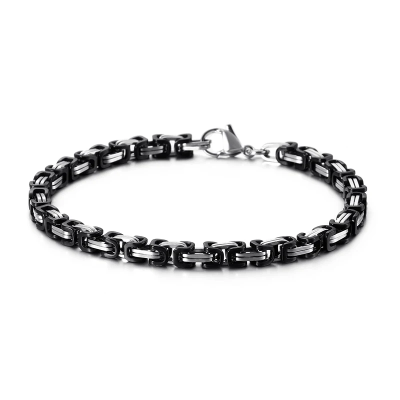 KALEN Wholesale Dubai Stainless Steel Byzantine Chain Bracelet Men Fashion Male 16-24cm Gold Color Wrap Bangle Biker Jewelry