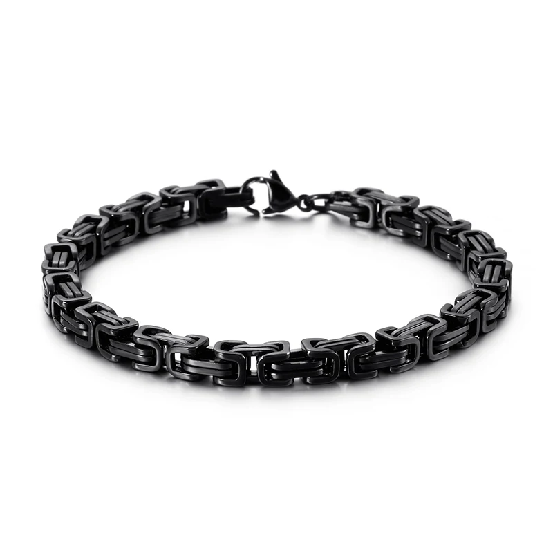 KALEN Wholesale Dubai Stainless Steel Byzantine Chain Bracelet Men Fashion Male 16-24cm Gold Color Wrap Bangle Biker Jewelry