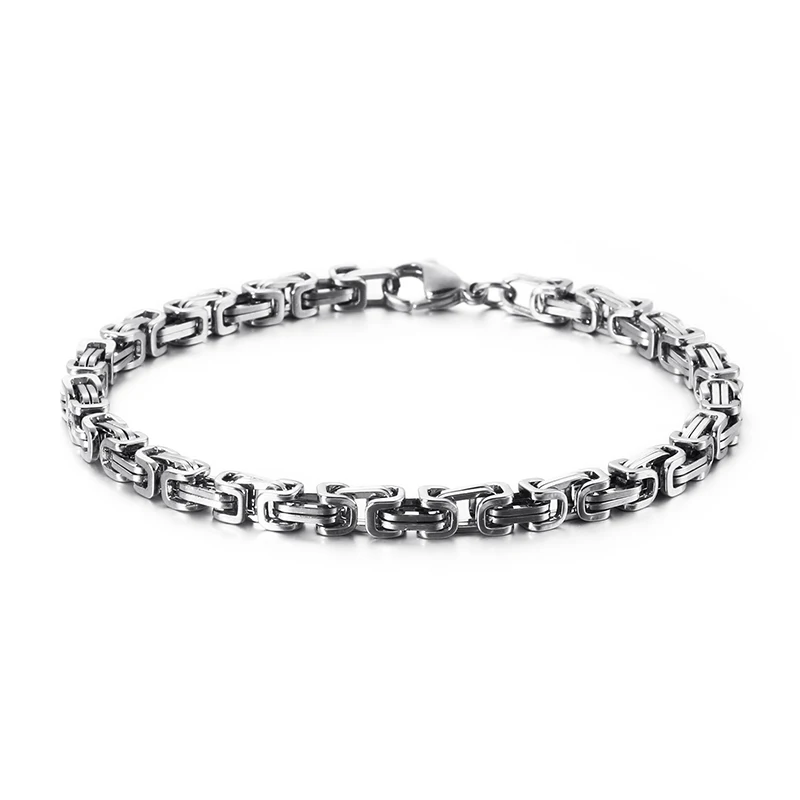 KALEN Wholesale Dubai Stainless Steel Byzantine Chain Bracelet Men Fashion Male 16-24cm Gold Color Wrap Bangle Biker Jewelry