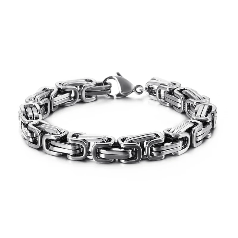 KALEN Wholesale Dubai Stainless Steel Byzantine Chain Bracelet Men Fashion Male 16-24cm Gold Color Wrap Bangle Biker Jewelry
