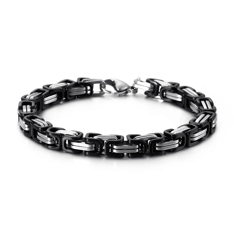 KALEN Wholesale Dubai Stainless Steel Byzantine Chain Bracelet Men Fashion Male 16-24cm Gold Color Wrap Bangle Biker Jewelry
