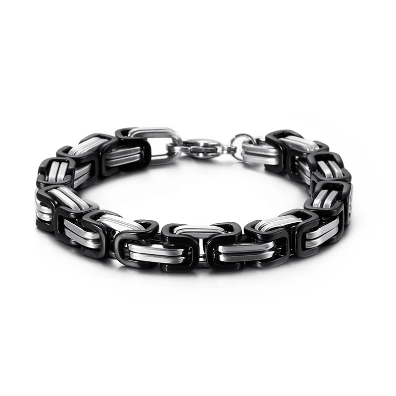 KALEN Wholesale Dubai Stainless Steel Byzantine Chain Bracelet Men Fashion Male 16-24cm Gold Color Wrap Bangle Biker Jewelry