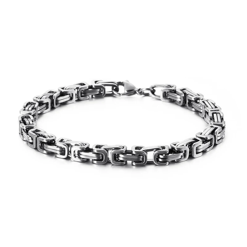 KALEN Wholesale Dubai Stainless Steel Byzantine Chain Bracelet Men Fashion Male 16-24cm Gold Color Wrap Bangle Biker Jewelry