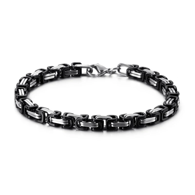 KALEN Wholesale Dubai Stainless Steel Byzantine Chain Bracelet Men Fashion Male 16-24cm Gold Color Wrap Bangle Biker Jewelry