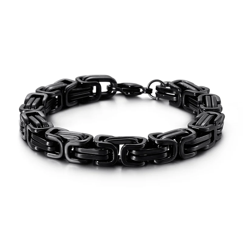 KALEN Wholesale Dubai Stainless Steel Byzantine Chain Bracelet Men Fashion Male 16-24cm Gold Color Wrap Bangle Biker Jewelry