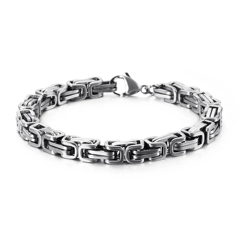 KALEN Wholesale Dubai Stainless Steel Byzantine Chain Bracelet Men Fashion Male 16-24cm Gold Color Wrap Bangle Biker Jewelry