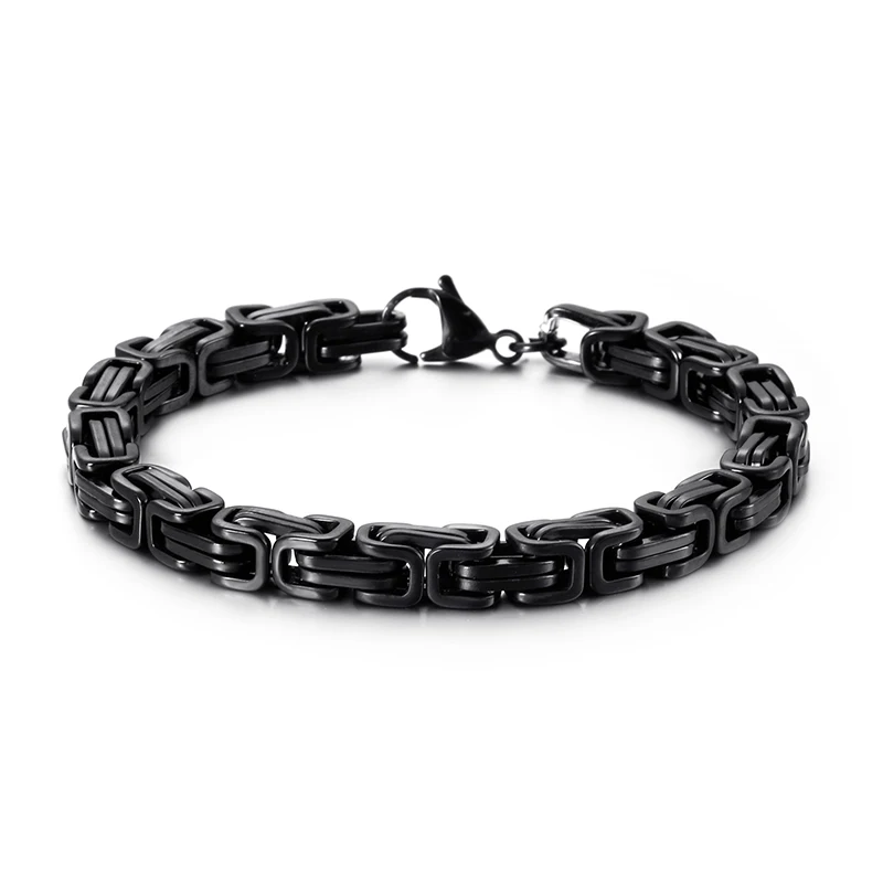 KALEN Wholesale Dubai Stainless Steel Byzantine Chain Bracelet Men Fashion Male 16-24cm Gold Color Wrap Bangle Biker Jewelry