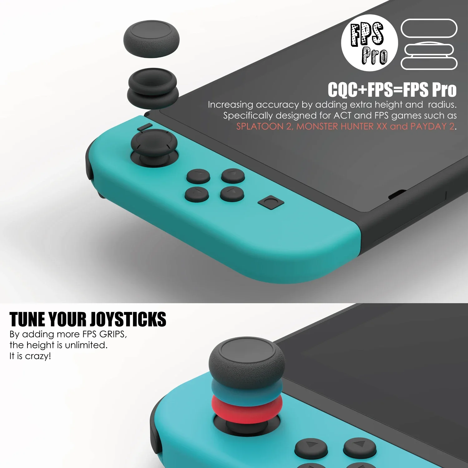 Skull & Co. JoyCon Thumb Grip Set FPS CQC Joystick Cap Thumbstick Cover for Nintendo Switch / Switch OLED Controller (6PCS/PACK)