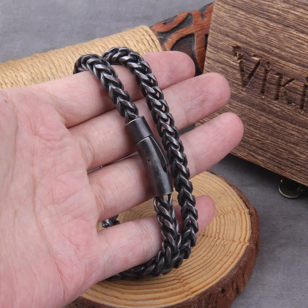 Locomotive Men Punk Rock Bicycle Chain Bracelet gray Plated Stainless Steel Magnet Button Male Jewelry Gifts