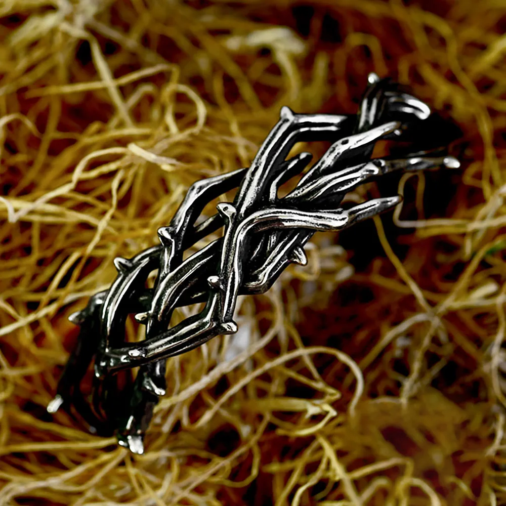 New Vintage Stainless Steel Thistles Thorns Bracelet For Men Women Fashion Punk Opening Couple Cuff Bangles Viking Jewelry Gifts