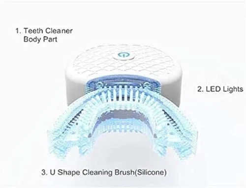 Sonic Silicone Electric Toothbrush U Shape 360 Degree Mouth Cleansing Automatic Toothbrush Cold Blue Light Teeth Whitening Brush