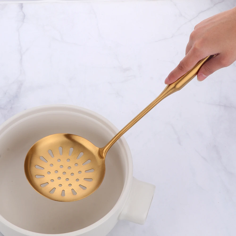 Gold cookware Stainless Steel Cooking tools spatula Shovels Turner Ladle Spoon Colander Filter Potato Mashers Kitchen Utensils