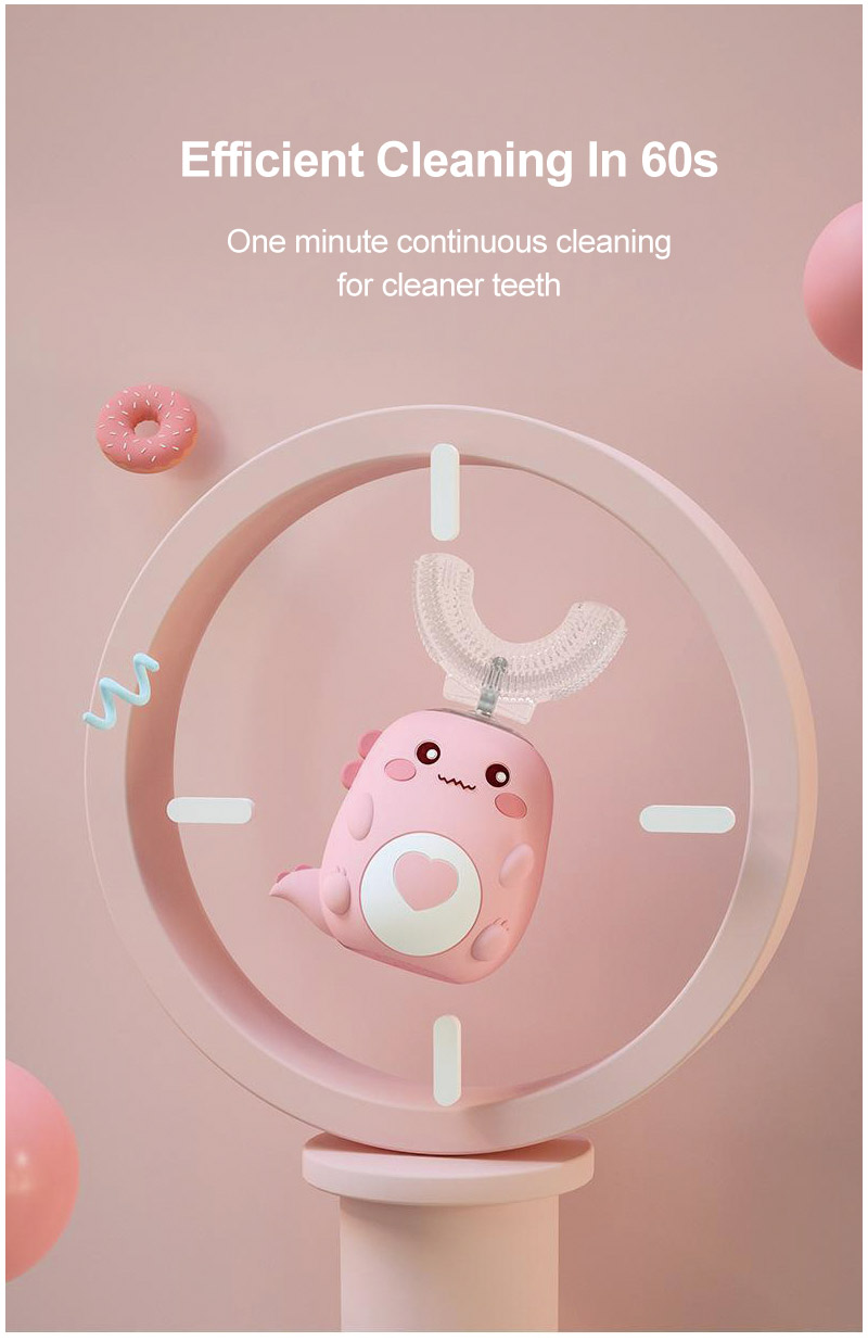 Children Electric Toothbrush Kids U-shaped 360 Degrees Silica Gel USB Charging Ultrasonic Toothbrush Kids Smart Toothbrush