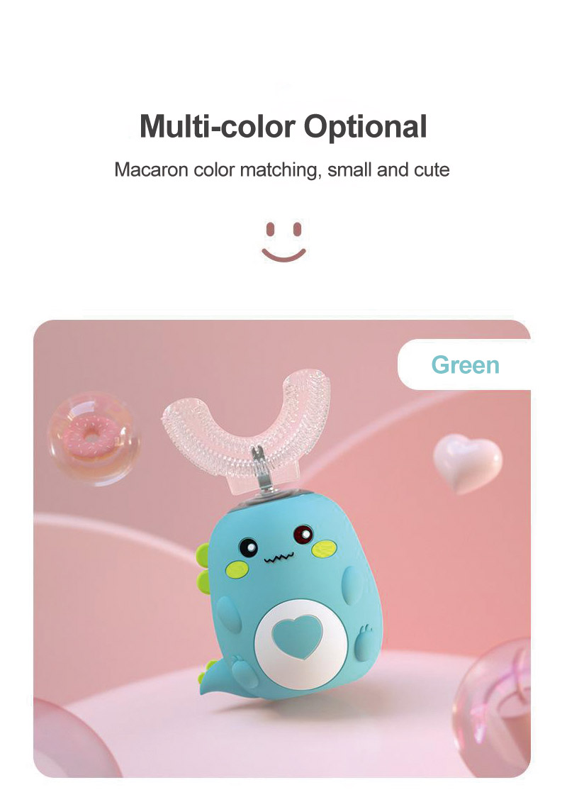 Children Electric Toothbrush Kids U-shaped 360 Degrees Silica Gel USB Charging Ultrasonic Toothbrush Kids Smart Toothbrush