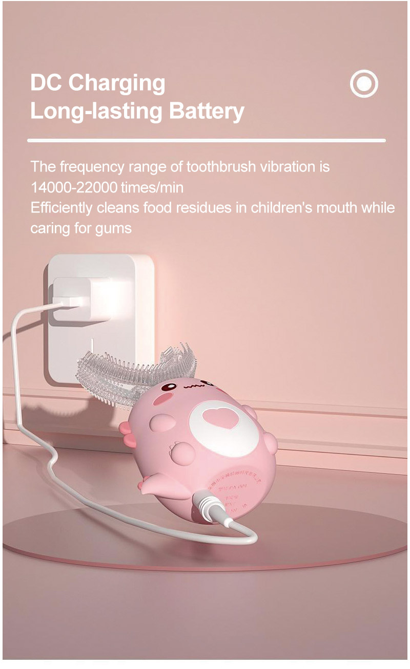 Children Electric Toothbrush Kids U-shaped 360 Degrees Silica Gel USB Charging Ultrasonic Toothbrush Kids Smart Toothbrush