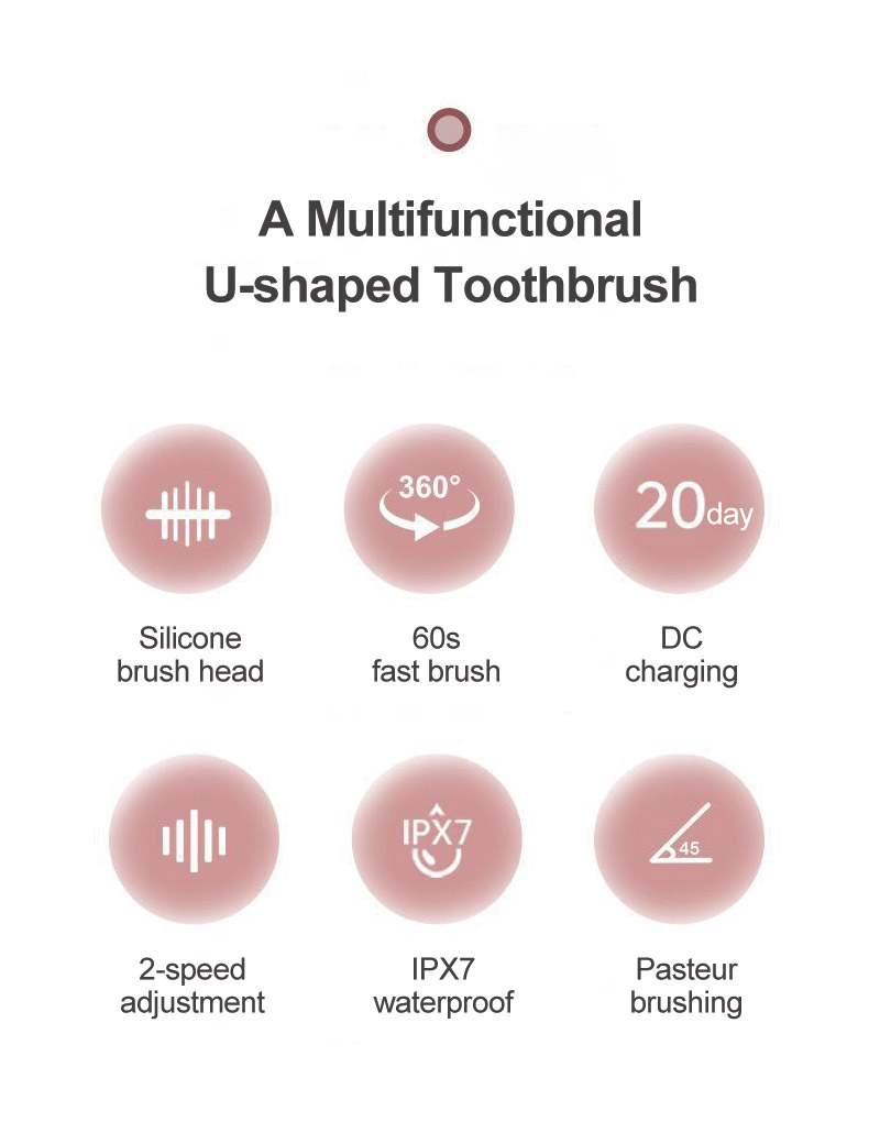 Children Electric Toothbrush Kids U-shaped 360 Degrees Silica Gel USB Charging Ultrasonic Toothbrush Kids Smart Toothbrush