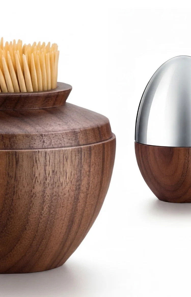 Walnut Toothpick Holder with Stainless Steel Cover, 6Pcs Fruit Picks, Cocktail Picks, Toothpick Box for Home Decor, Party, Bar