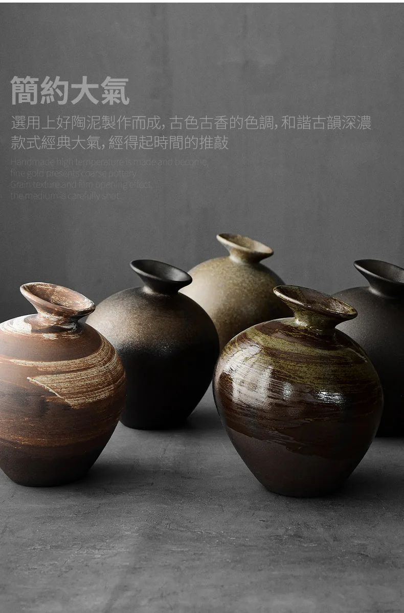Ceramic Vases, Rough Ceramic Vases, Small Flower Pots, Old-fashioned Floral Arrangements, Table Decorations, Zen Flowers