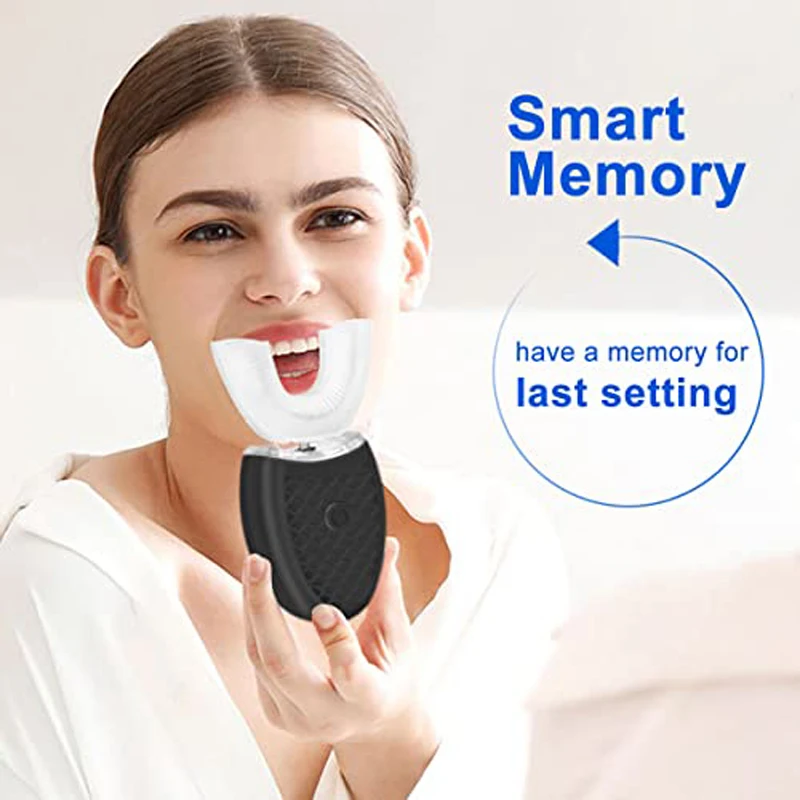 high quality travel portable Waterproof automatic u shape travel food grade silicone head adults kids electric toothbrush